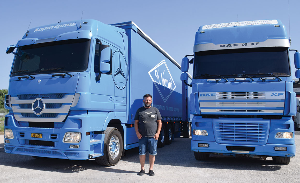 Ο Άρης Καρατέρπος με τα καμάρια του Actros και DAF