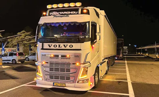 Volvo by night.