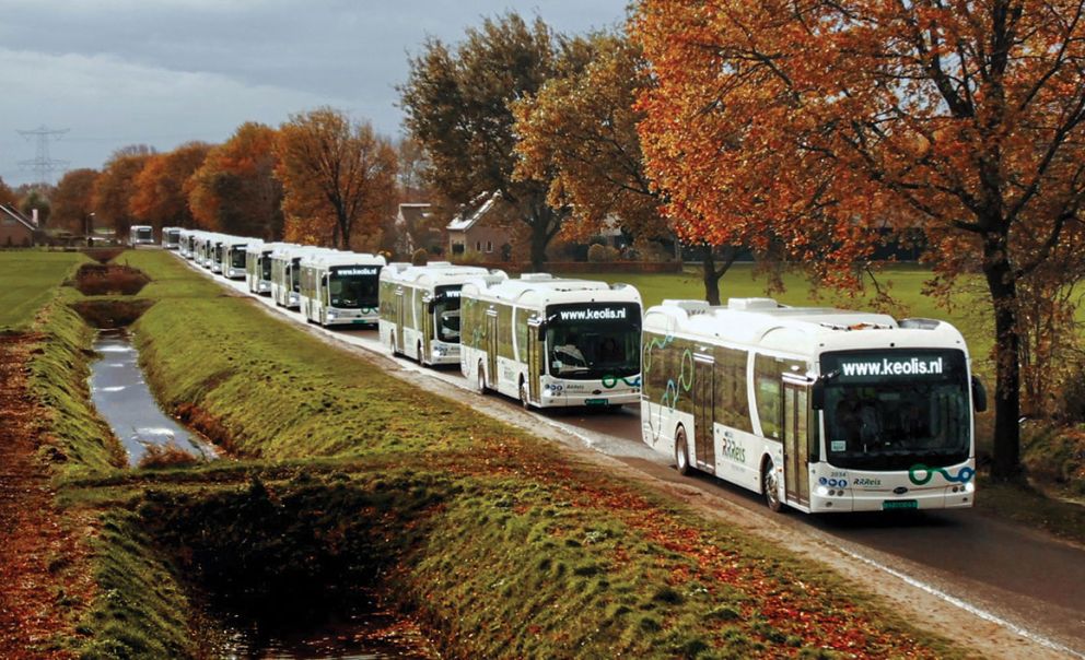 Στόλος λεωφορείων προς παράδοση στην Keolis Ολλανδίας. Τα λεωφορεία κατασκευάστηκαν στο εργοστάσιο της BYD στην Ουγγαρία.