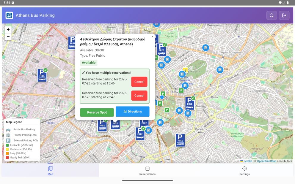 athens bus parking app