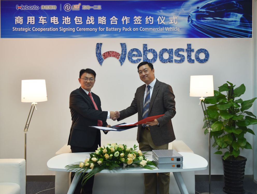 H Webasto υπέγραψε στρατηγική συνεργασία με την Wanxiang A123, μια εταιρεία από το Χανγκτσόου της ανατολικής Κίνας που κατασκευάζει μπαταρίες ιόντων λιθίου.
