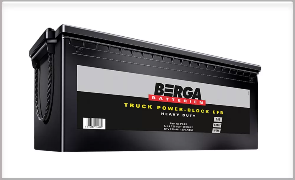 Προσφέρονται τρεις τύποι μπαταριών Berga για τα επαγγελματικά οχήματα.
