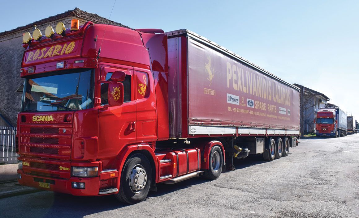 Η Αξός Γιαννιτσών διαθέτει ένα στόλο περίπου εκατό φορτηγών τα οποία εκτελούν δρομολόγια από και προς τη Δυτική Ευρώπη.